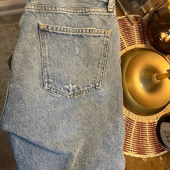 Agolde Blue Boyfriend Shorts with Distressed Vintage Look - Picture 4 of 9